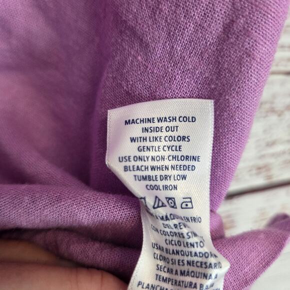 Splendid Shirt Womens Small Purple Linen Blend Short Sleeve High Low Hem Top NWT - Picture 7 of 10